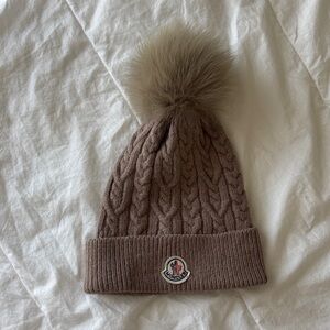Moncler Wool Beanie w/ Faux Fur Pom